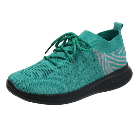 

sneakers for Women Fashion Summer Women s Sneakers Lightweight Mesh Fly Woven Comfortable Breathable Spacer Stripes Mesh Dress Sandals for Women Mint Green