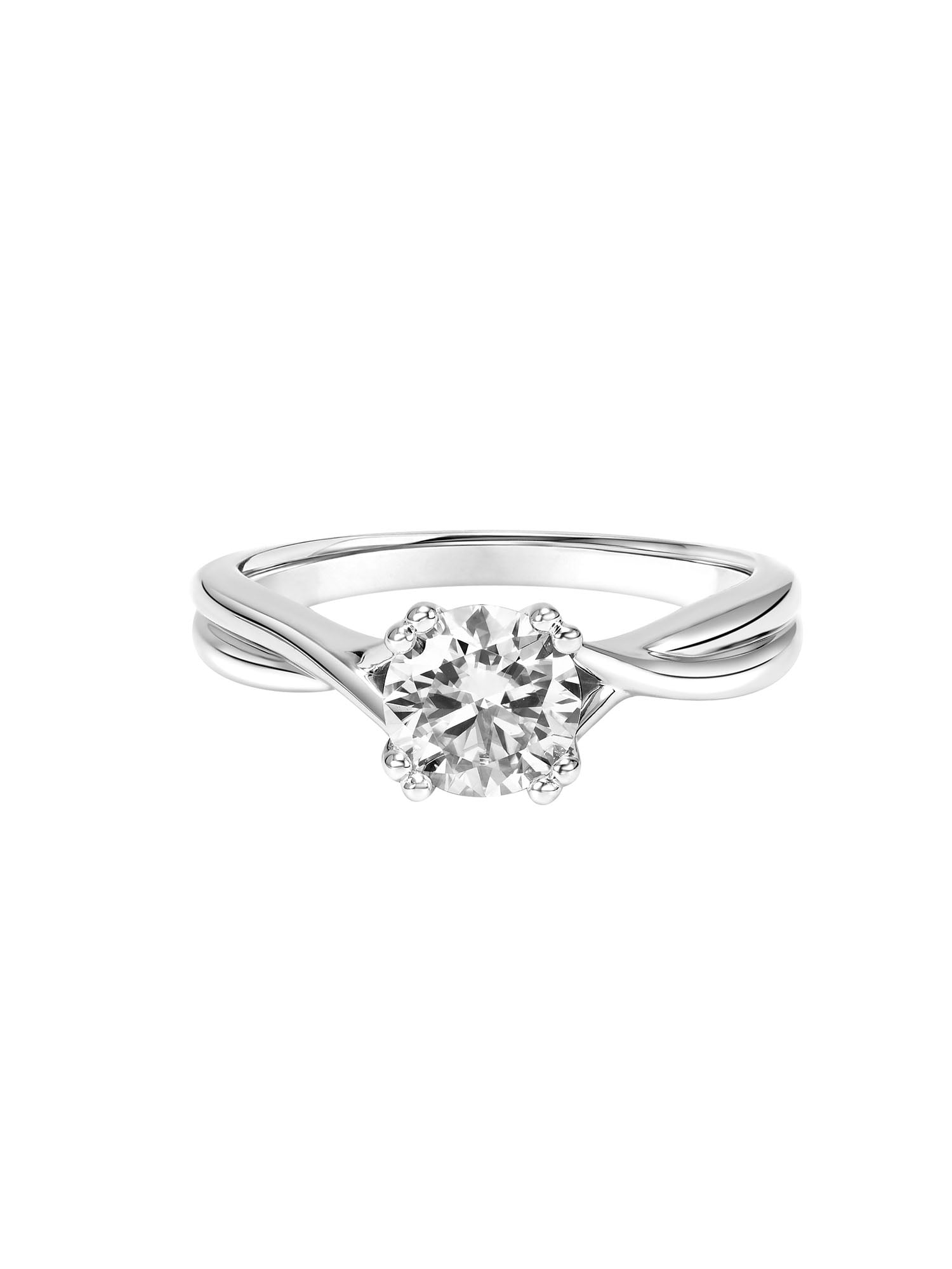 1 Carat Classic Round Moissanite Sterling Silver Solitaire Women's Engagement Ring