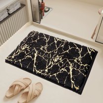 sruoe Bath Rugs, Bath Mats for Bathroom Floor, Bathroom Rugs, Non Slip WaterAbsorbent Stain Resistant Bath Mats, Polyester Mat, Bathroom Door Mat Household Use, Black