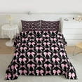thumbnail image 2 of Manfei Pink Black Bow King Size Comforter Sets,Lovely Bow Tie Bedding Comforter Set,Girl Bowtie Bedding Set For Children,Breathable Home Decor Reversible,3-Piece, 2 of 8