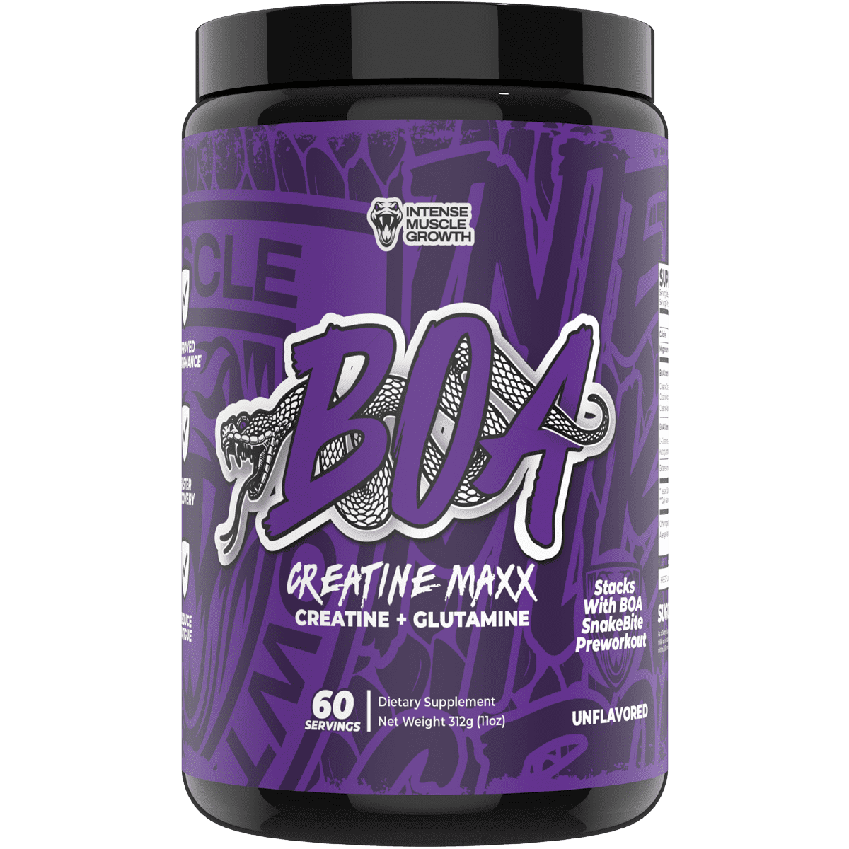 BOA Creatine Maxx Powder – Creatine & Glutamine Blend for Strength, Recovery & Performance Support – Unflavored – 60 Servings