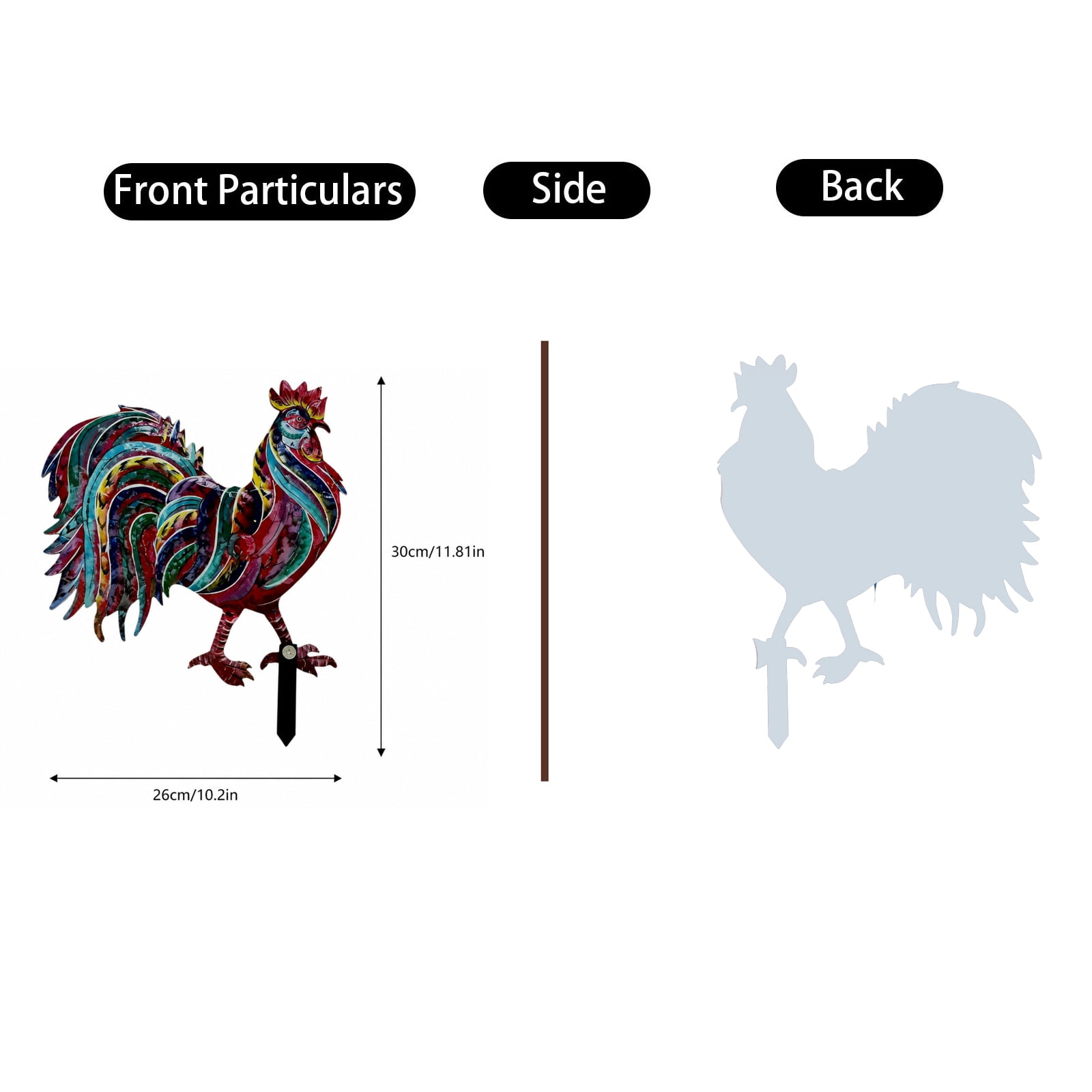 Metal Rooster Garden Statue Outdoor Decor, Yard Art Chicken Decoration for Home Patio Lawn Backyard, Rustic Farmhouse Kitchen Accent