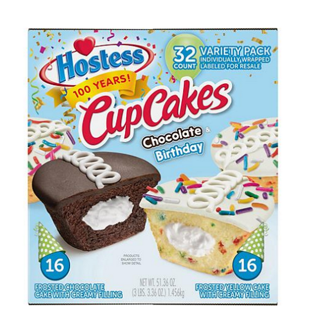 Hostess Birthday Cupcake & Chocolate Cupcake Variety Pack (32 ct