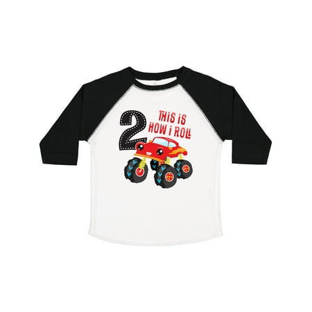 

Inktastic Monster Truck How I Roll 2nd Birthday Gift Toddler Boy Girl T-Shirt
