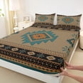 thumbnail image 3 of jejeloiu Retro Boho Aztec Bed Sheets,Rustic Farmhouse Tribal King Sheets,Brown Cyan Sheet Set For Teens,Microfiber Bedroom Decor,4 Pieces, 3 of 7