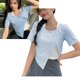 thumbnail image 5 of Camiseta para Mujer Vhermosa Dobladillo Irregular Manga Corta Slim Fit Azul L, 5 of 8
