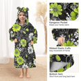 thumbnail image 3 of FORMRS Wearable Blanket Hoodie with Sleeves for Kids Cozy Flannel Sweatshirt, White Flower Pattern, 3 of 7