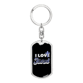 thumbnail image 1 of I Love Jesus Stainless Steel or 18k Gold Premium Swivel Dog Tag Keychain, 1 of 8