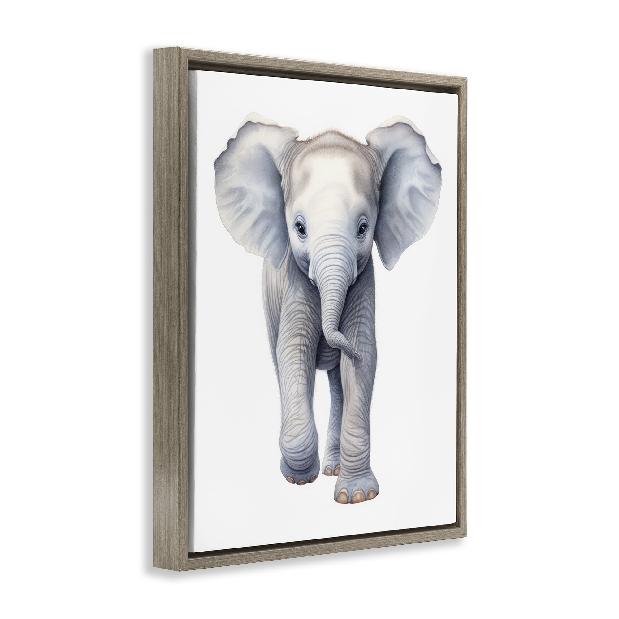 Stupell Industries Big Budding Pachyderm Brown Framed Floater Canvas Wall Art, design by Ray Powers