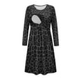 thumbnail image 4 of SCRAWLGOD Leopard Print Maternity Dresses for Women Long Sleeve Breastfeeding Dress Size L Crew Neck Nursing Dress Lounge Comfortable High Waist Dress for Women Autumn, 4 of 7