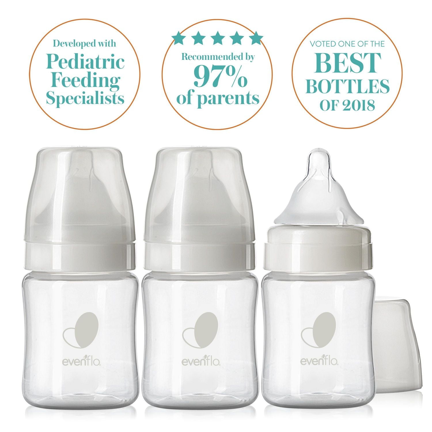 EVENFLO FEEDING Balance + Wide Neck Baby Bottle (5oz, 3pk), Developed with Pediatric Feeding Specialists