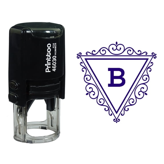 Printtoo B Alphabet Swirl Border Triangle Monogram Initial Self Inking Rubber Stamp Office Stationary