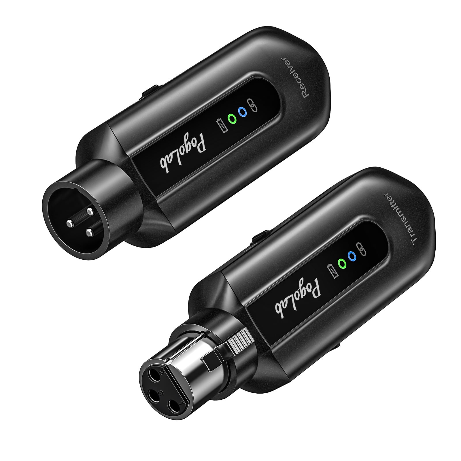 POGOLAB Wireless Microphone Transmitter Receiver 2.4Ghz XLR Microphone Wireless System Rechargeable Wireless Mic Adapter for Audio Mixer Dynamic Mic 48V Phantom Power for Condenser Mic