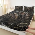 thumbnail image 4 of Feelyou American Flag Pike Fish Queen Sheet Sets for Men Women Kids, Forest Wildlife Bed Set, Black Brown, 4-Piece, 4 of 5
