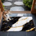 thumbnail image 4 of 2x3 Door Mat Rug, Black Marble Non-Skid Rubber Backing Large Rectangle Rugs - Living Room Bedroom Home Office, Luxury Gold White Abstract Cracks Artwork Indoor Floor Mat Carpets Washable Rug, 4 of 9