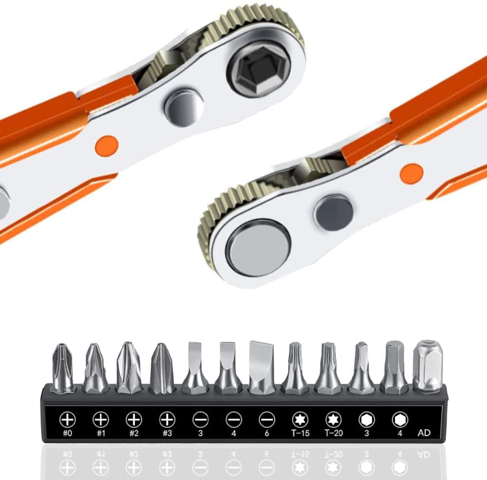 Ratchet Wrench Screwdriver Bit Set 1/4 inch Drive Universal Spanner Key Set 
