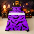 thumbnail image 2 of Erosebridal Cartoon Bat Twin Sheets, Halloween Sky Bedding, Purple Burgundy, Black Reversible, 3-Piece, 1 Flat Sheet, 1 Fitted Sheet and 1 Pillowcase, 2 of 6