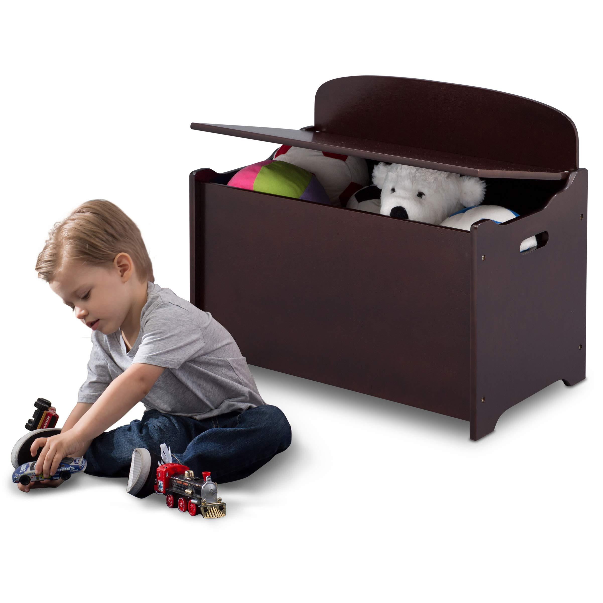 Delta Children Wooden Toy Box Chest Kids Bedroom Nursery Storage Bench, Brown
