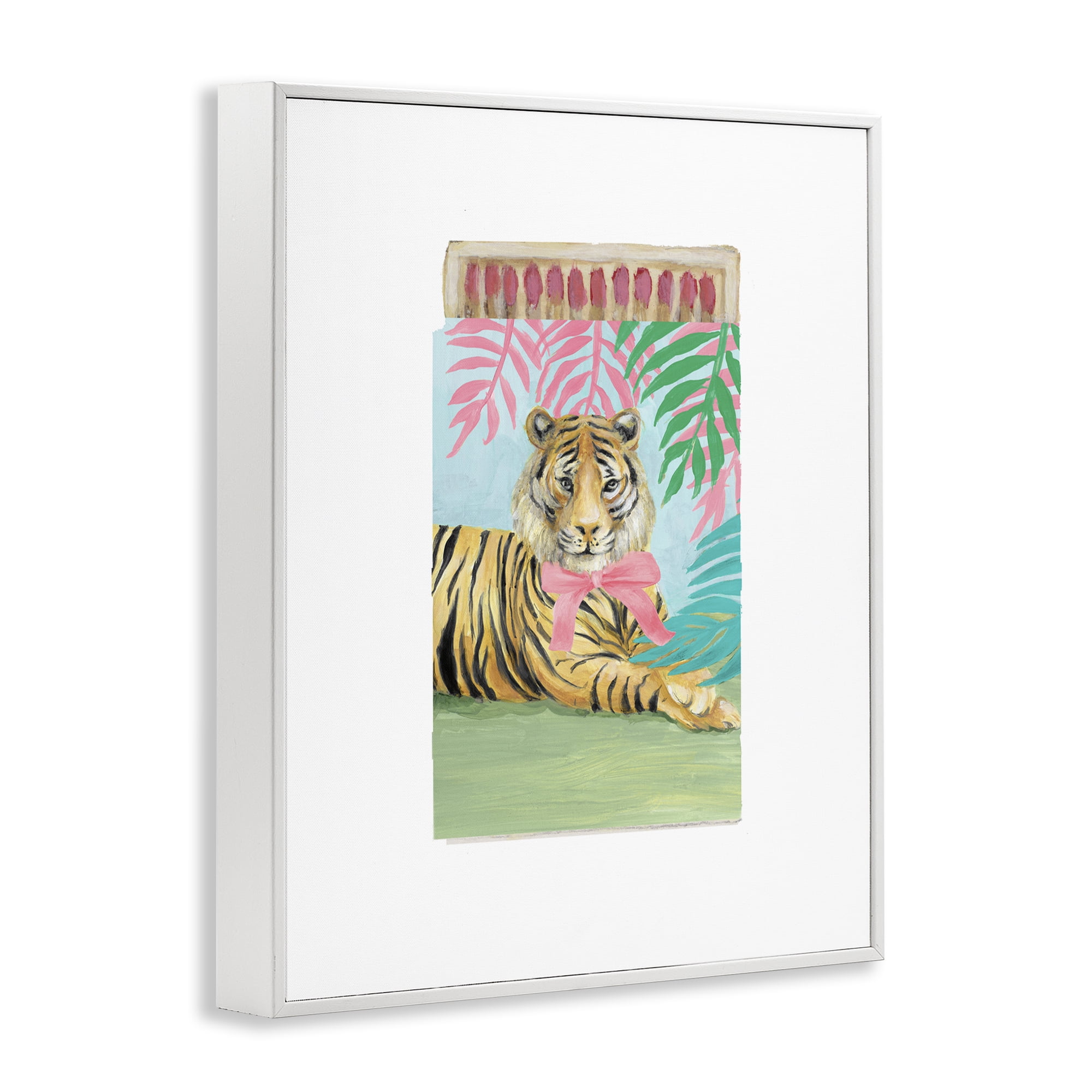 Stupell Industries Tropical Tiger Matchbook White Framed Giclee Art, design by Lanie Loreth