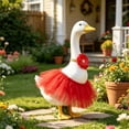 thumbnail image 4 of SHENGXINY Porch Goose Outfit, Tulle Tutu with Oversized Satin Bow Headband for Porch Yard Garden Home Decorations Red 23 in, 4 of 6