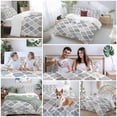 thumbnail image 5 of 3 Piece Teal Blue Grey Geometric Duvet Cover Set Full Size, Microfiber Comforter/Quilt Cover with Corner Ties and 2 Pillowcases, Morocco Abstract Art All Season Soft Bedding with Zipper Closure, 5 of 8