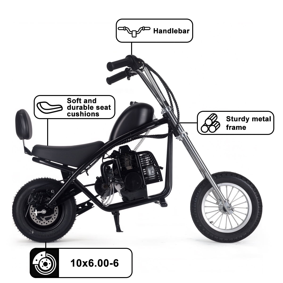 TOXOZERS 50cc Mini Bike,Gas-Powered EPA Approved Mini Dirt Bike with 12.5" 10" Tires,Pull Start,1L Tank,20MPH Top Speed,Upgraded