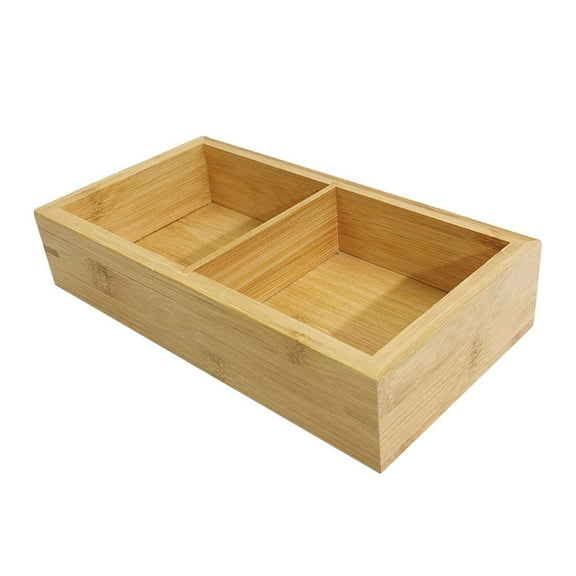 Yardwe 1Pc Bamboo Tray Two Compartment Plate Food Serving Dish for Storage