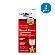 (2 pack) Equate Children's Acetaminophen Dye-Free Cherry Suspension, 160 mg, 4 oz, 2 Pack