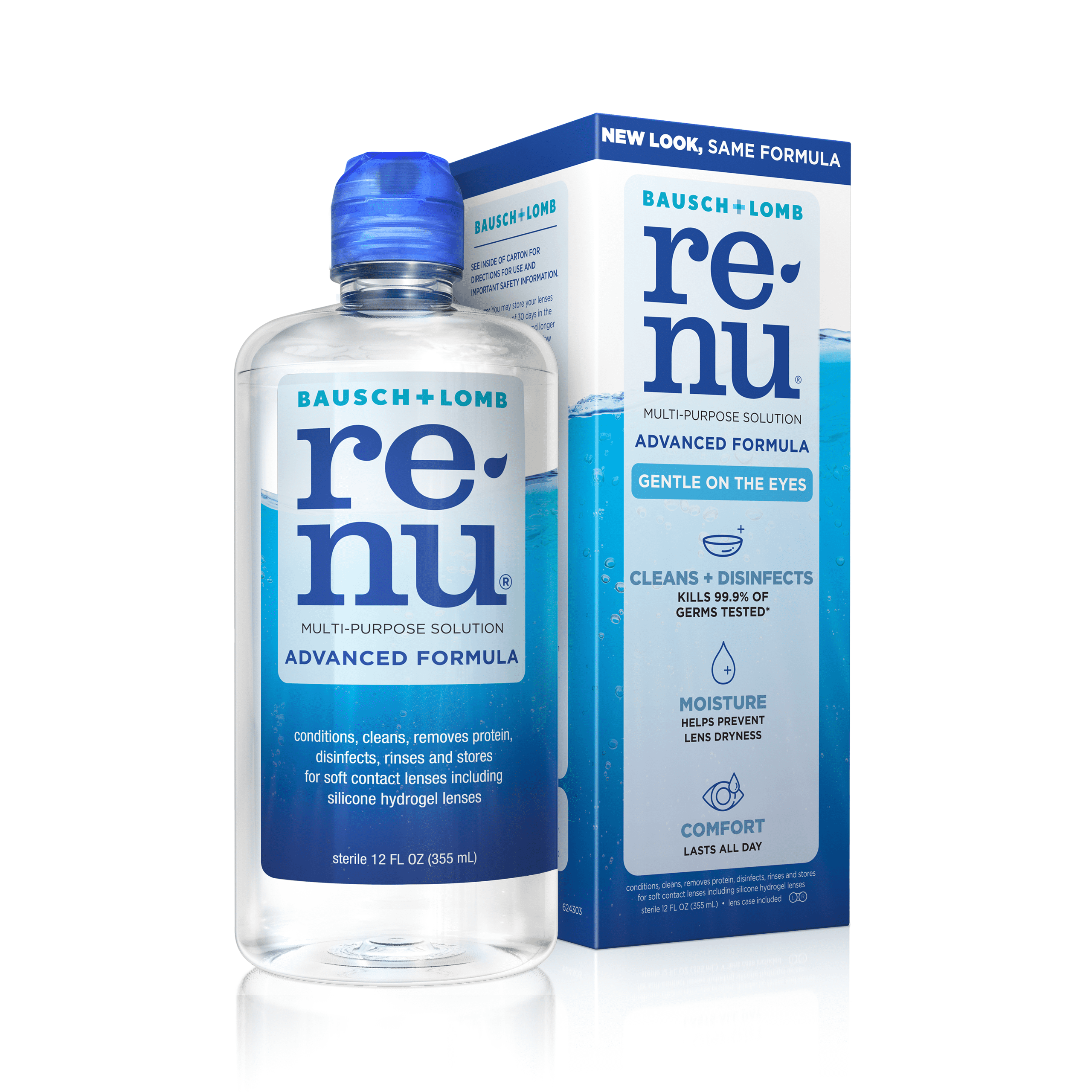 Renu Contact Lens Solution, Advanced Formula Triple Disinfectant Contact Cleaning SolutionFrom Bausch + Lomb 12 fl oz (355 mL)