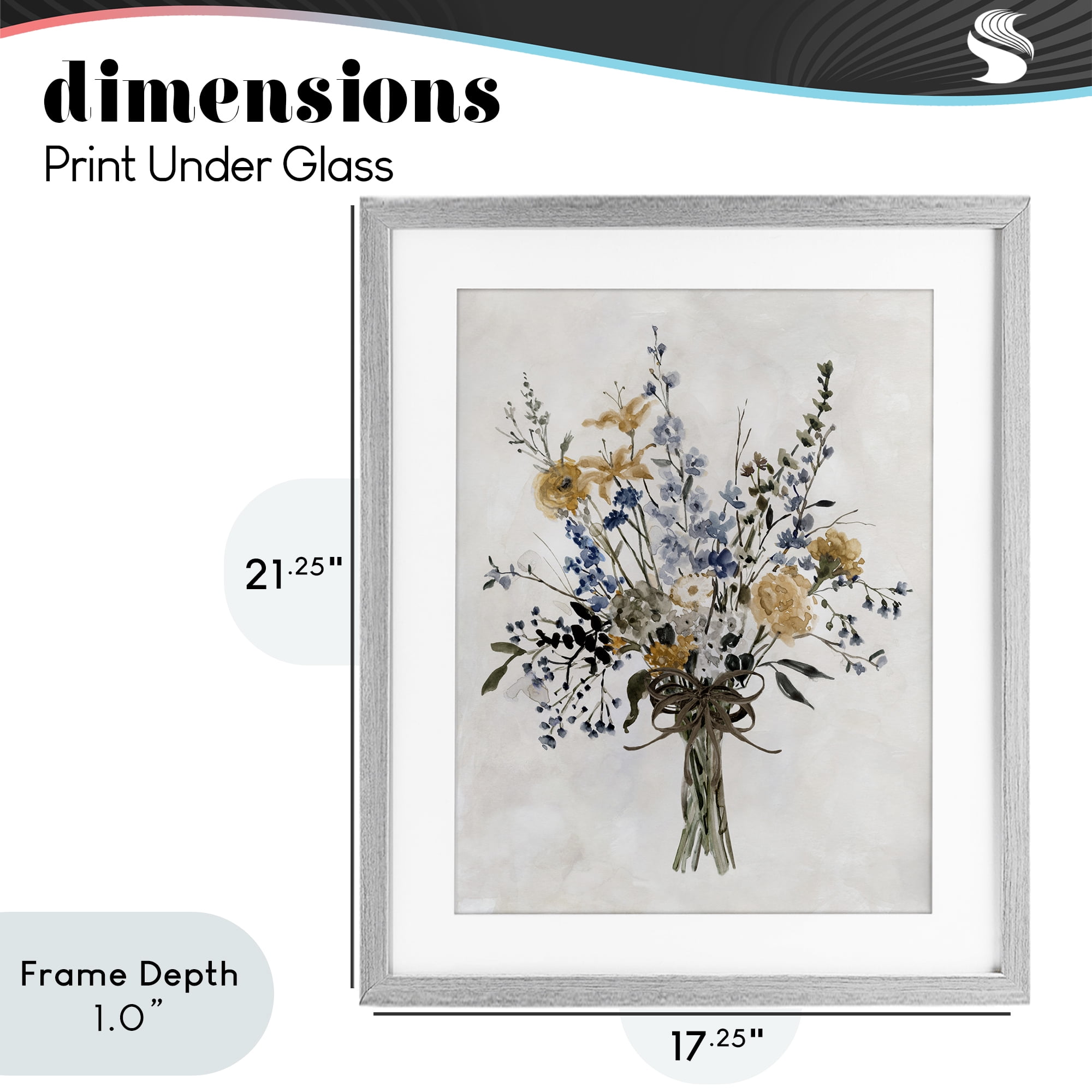 Stupell Industries Delicate Botanicals Bushel Gray Framed Print Under Glass, design by Carol Robinson