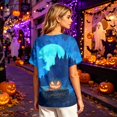 thumbnail image 7 of Halloween Shirts for Women Witch Hat Bat Loose Fit Short Sleeve Cute Tees Skeleton Print Henley Spooky Funny Tops XL, 7 of 7