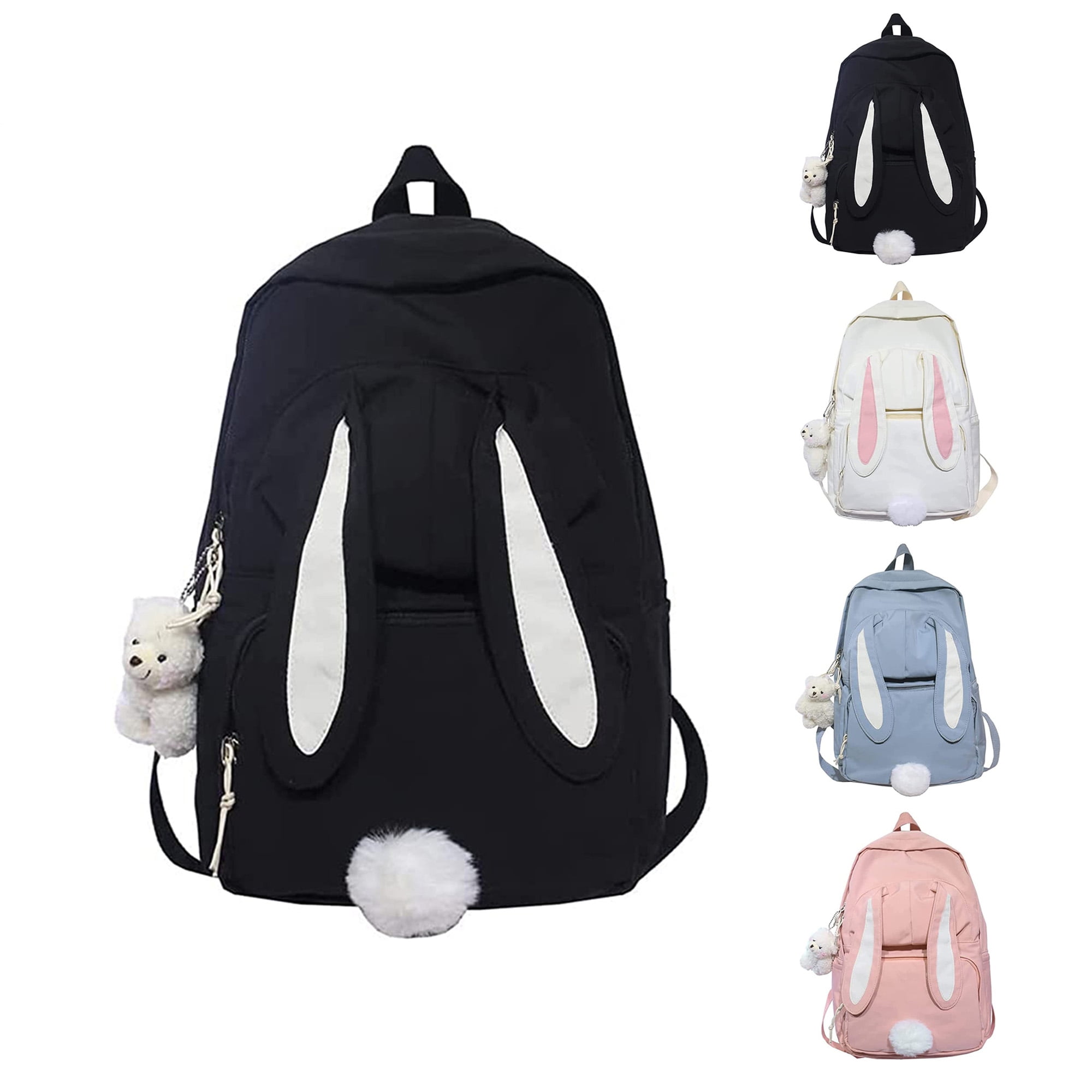 Kawaii Rabbit Ear Backpack for Teen Girls Student School Bag,Black