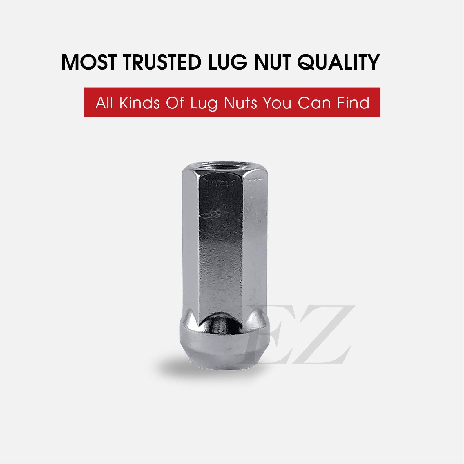 EZAccessory 20 Long Open End Bulge Acorn Lug Nuts 9/16" Thread 3/4" Long 1.9" Chrome