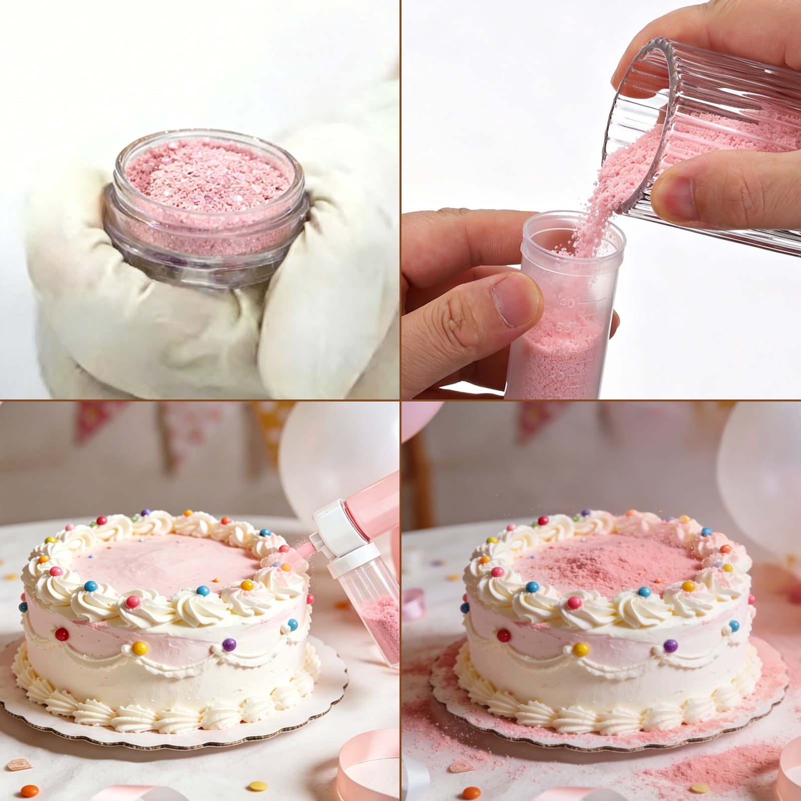 Uxcell 2Pcs Manual Air Brush for Cake Decorating, Cake Air Brush Kit Spray Gun with 4 Tubes for Home Kitchen DIY Baking Cake Cupcakes Cookies and Desserts, Purple/Pink