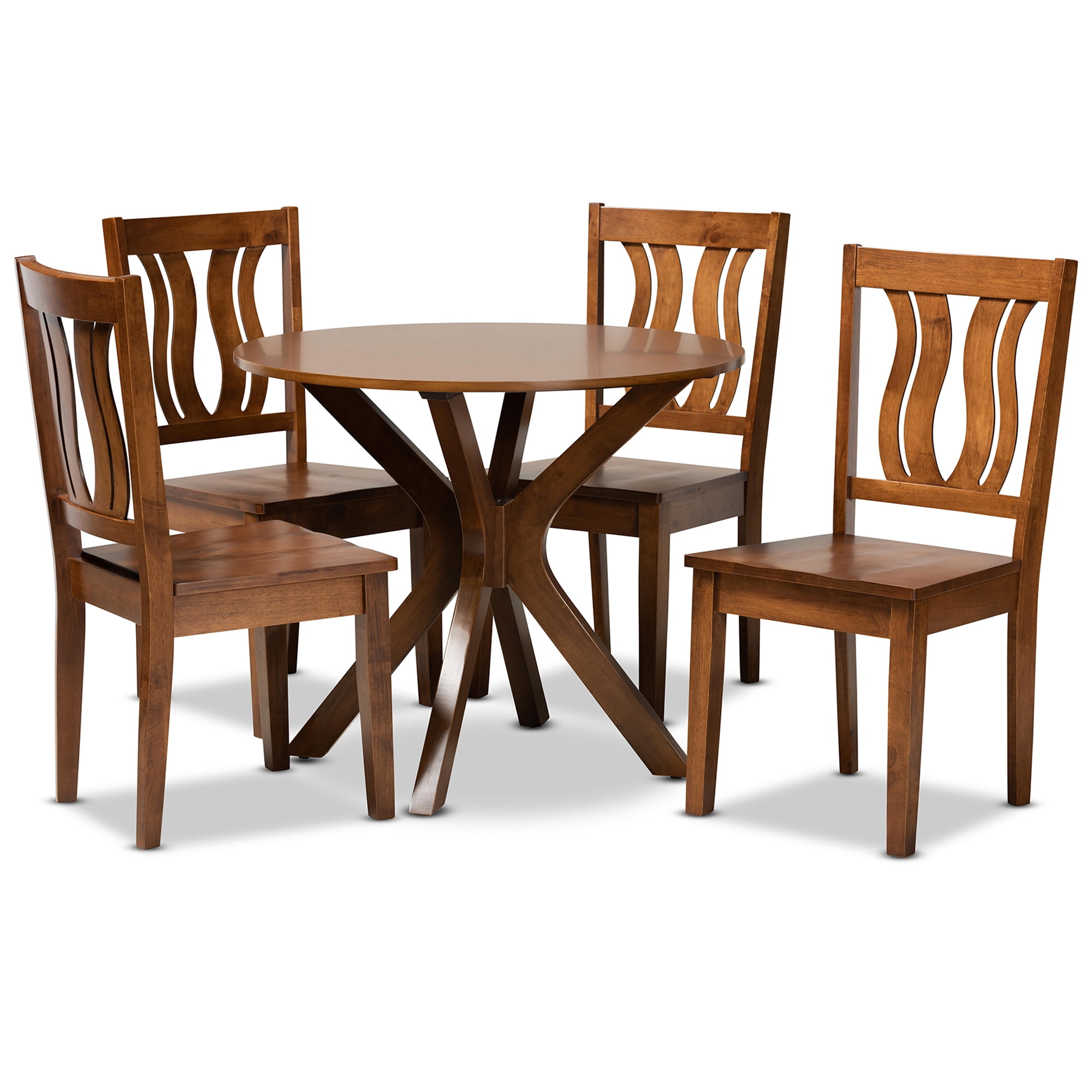 Baxton Studio Mare Modern Dining Set, 5-Piece, Walnut Brown