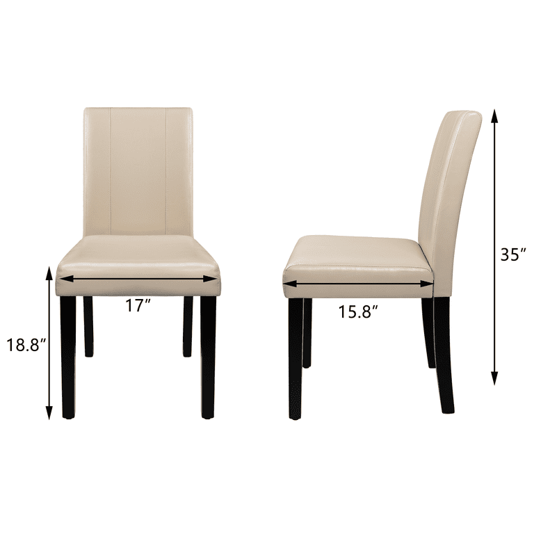 Cream leather dining chairs with dark wood legs discount