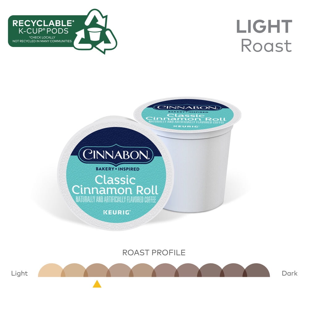 Cinnabon Classic Cinnamon Roll Coffee - K-Cup Pod - Light Roast - 96 Ct