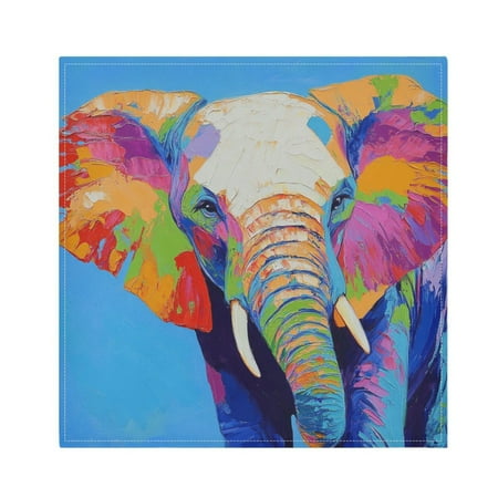 

Napkin Satin Napkin 20*20Inchx1 Kitchen Towel Dinner Plate Towel Decorative Towel Napkin Tea Towel Suitable For Kitchen Table Rainbow Elephant