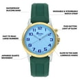 thumbnail image 3 of Bandni Mens Glow Watch - Washable Silicone Band - 38mm Analog Men's Easy Read Wrist Watch with Light, Light Up Watches, Quartz, White Dial, Big Numbers, Glow in the Dark Hands - Two-Tone / Green, 3 of 6