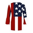 thumbnail image 4 of New & trending Womens Tops Long Sleeve Women's V-Neck Casual Trumpet 3/4 Sleeve Independence Day Printed Buttoned Basic Ruched Corset Tunic Tops Pleated T-Shirts Blouses, Red XL, 4 of 4
