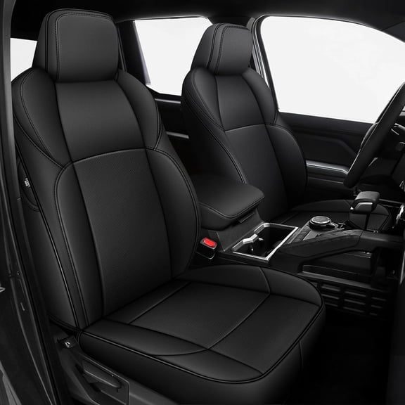 DIKSOAKR Custom Fit Seat Covers for Toyota Tacoma Hybrid 2024 2025 2026 Double Cab, Faux Leather Waterproof Seat Protectors, Full Set, Airbag Compatible, Black