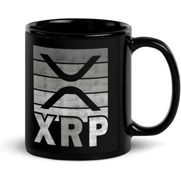 XRP Cryptocurrency Black Glossy Mug, XRP Crypto Coffee Mug, XRP Investor Gift, Crypto Lover Gift