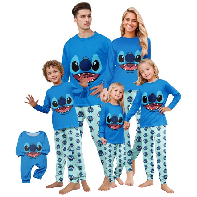 Pijama navideño Stitch, pijama navideño a juego para toda la familia, pijama a juego Stitch, pijama estampado Stitch para familia, pijama a juego para parejas, bebé/24 meses