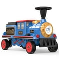 thumbnail image 5 of TOKTOO 12V Powered Ride on Train for Toddlers, Electric Ride on Car Toys w/ Rubber Wheels, Storage Box, LED Headlight, Music Player, Ideal Gift for Boys Girls, Blue, 5 of 9