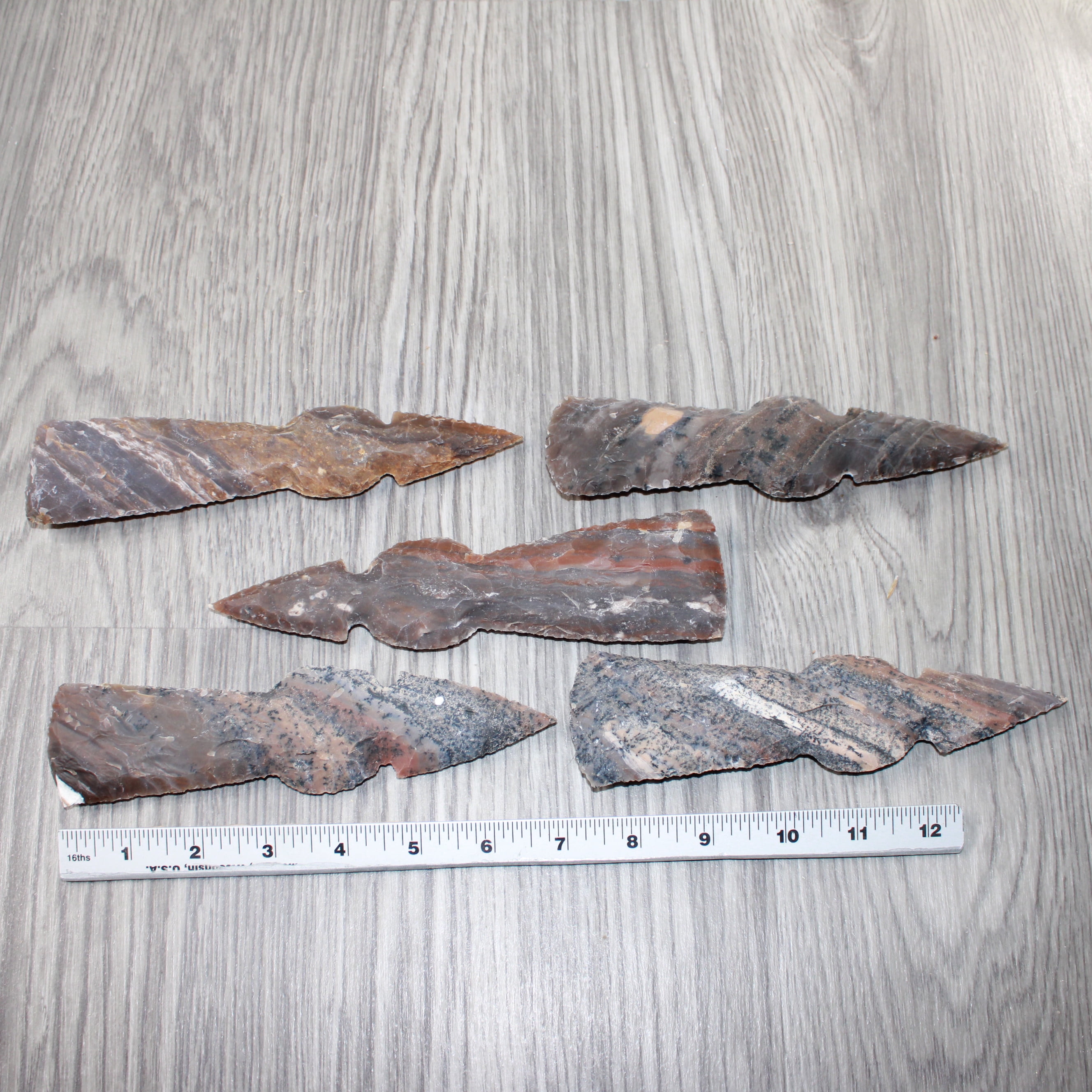 5 Stone Ornamental Tomahawk Heads  #1162    Agate Jasper Axe Hatchet Ax