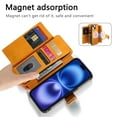 thumbnail image 5 of ELEHOLD Leather Magnetic Case For iPhone 13 Shockproof Kickstand Cover, with Detachable RFID Zipper Card Holder Walllet, Ring, MagSafe Compatible, Full Body Protection, Yellow, 5 of 12