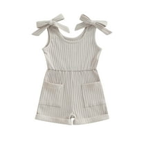 Jxzom Toddler Baby Girl Sleeveless Jumpsuit Solid Ribbed Knitted Tank Romper Shorts Overalls 6M 12M 18M 2T 3T 4T One-Piece Summer Clothes