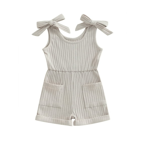 Wassery Toddler Girls Romper Pants Sleeveless Ribbed Short Jumpsuit Pants 6M 12M 24M 2T 3T 4T Baby Girls Summer Clothes