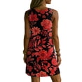 thumbnail image 4 of QUNYINEY Summer Sun Dresses for Women 2026 Mini Floral Sleeveless A Line Tank Dress V Neck with Pockets Vacation Loose Fit Casual Dresses, 4 of 7