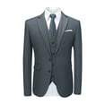 thumbnail image 5 of Cloudstyle Men's Slim Fit Notched Lapel 3-Piece Suit Set, Two-Button Single-Breasted Back Vent Formal Wear, Wrinkle-Free Polyester for Weddings & Business, 5 of 13